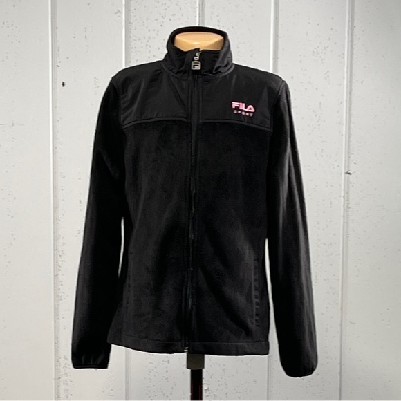 *Fila Sport Junior's Black  Zip Up Fleece Jacket Sz M - Picture 3 of 11